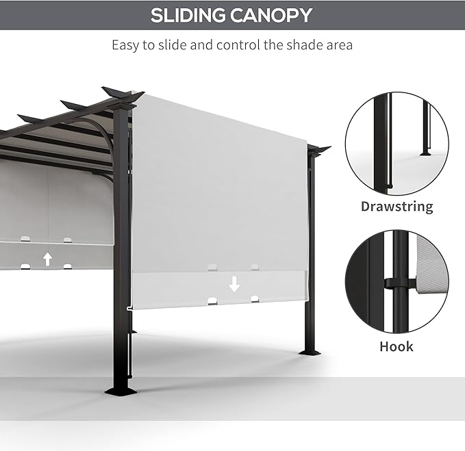 Outsunny 10' x 10' Patio Pergola with Weather-Resistant Steel Frame, Backyard Sun Shade Canopy Cover Shelter for Porch Party, Garden, Grill Gazebo, White