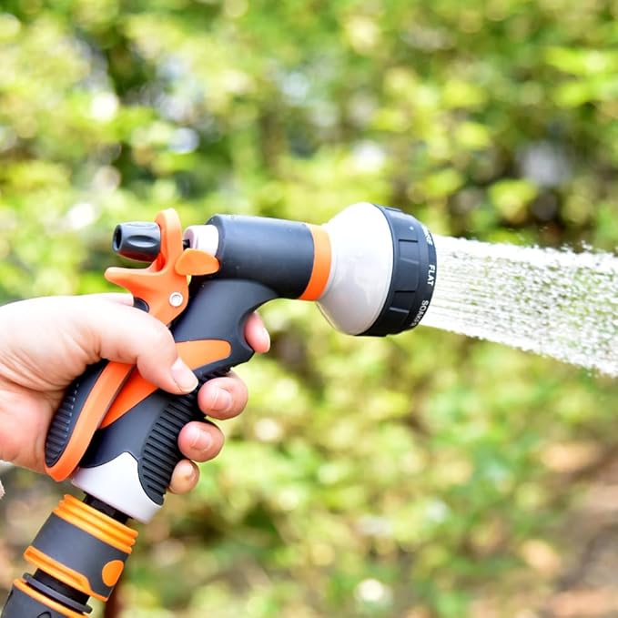 Garden Hose Nozzle,Heavy Duty Water Nozzle with 8 Adjustable Pattern High Pressure, Hose Nozzle for Garden Watering Plant Cars Pets Showering