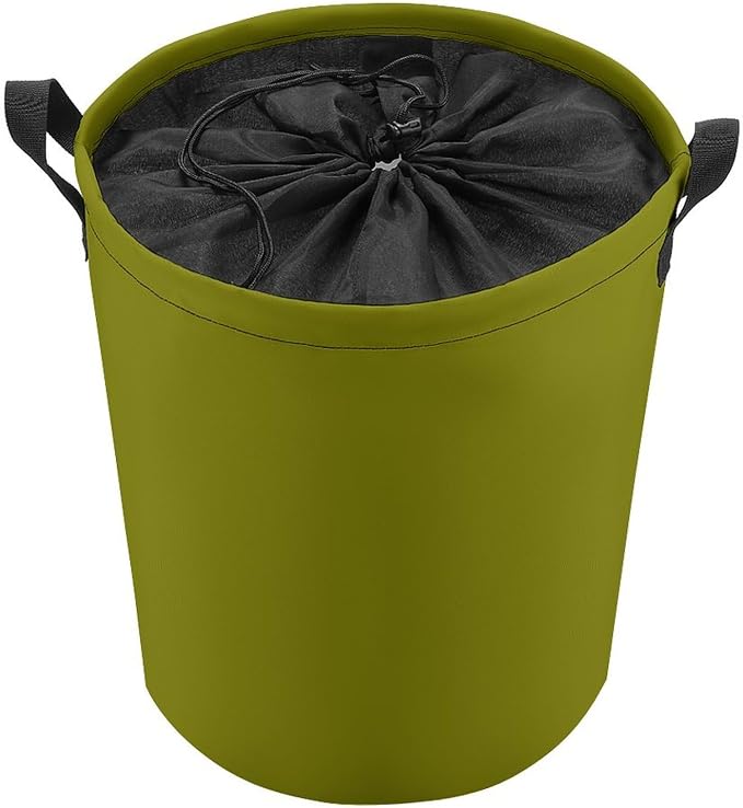 Large Laundry Hamper Bag, Olive Green Color Collapsible Laundry Basket with Drawstring Dirty Clothes Organizer Washing Bin for Family Essentials Storage