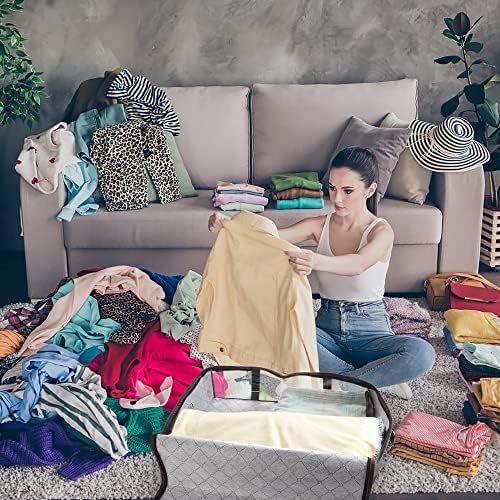 Under Bed Storage Containers Closet Organizers-4 Pack Underbed Blanket Storage Bags with Front Clear Window & Four Handles, Under the Bed Long Storage Bins for Clothes, Comforters,Toys (40L)