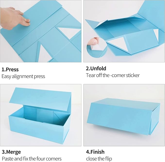 Gift Boxe 12" x 6" x 4" with Magnetic Closure Lid Gift Boxes for Presents,Bridesmaid Gifts Box,Cute Box,Birthday Gift box,Luxury for Gift Packaging, Magnetic Gift Box for Wrapping Gifts (Blue/5PCS)