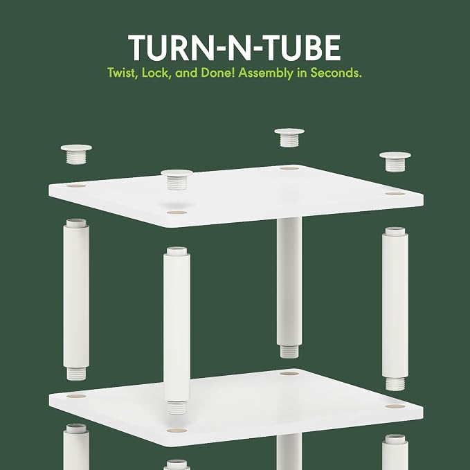 Furinno JUST Toolless 3-Tier Night Stand, Open Storage, White