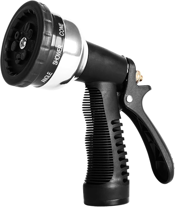Heavy Duty Metal Water Spray Nozzle with 9 Adjustable Watering Patterns, Garden Hose Nozzle Sprayer for Watering Lawn and Garden,car Washing, Pets.