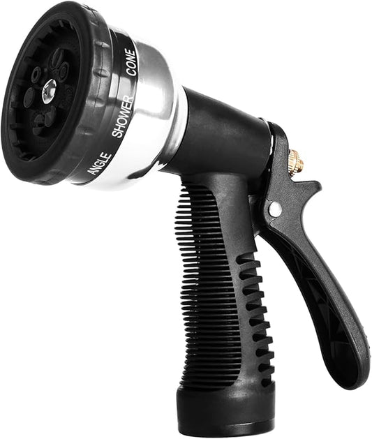 Heavy Duty Metal Water Spray Nozzle with 9 Adjustable Watering Patterns, Garden Hose Nozzle Sprayer for Watering Lawn and Garden,car Washing, Pets.