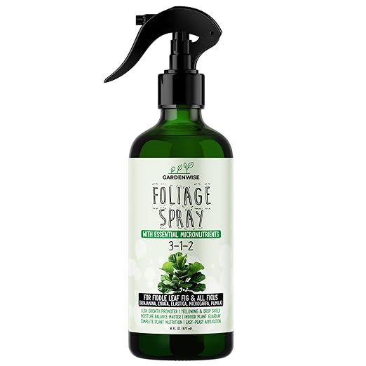 GARDENWISE 3-1-2 Fiddle Leaf Fig Foliar Spray - Plant Shine & Fertilizer - Premium Spray for Indoor Plants with Essential Nutrients - Fiddle Leaf Fig Plant Food & Fertilizer - Ready-to-Use (8 OZ)