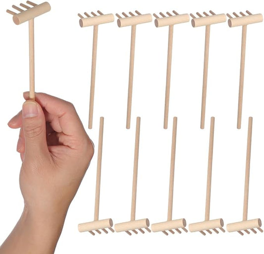 YARNOW 20 Pcs Mini Zen Garden Rake Set, Bamboo Tabletop Sand Tools for Desk Meditation, Small Wooden Accessories for DIY Miniature Craft & Home Decor