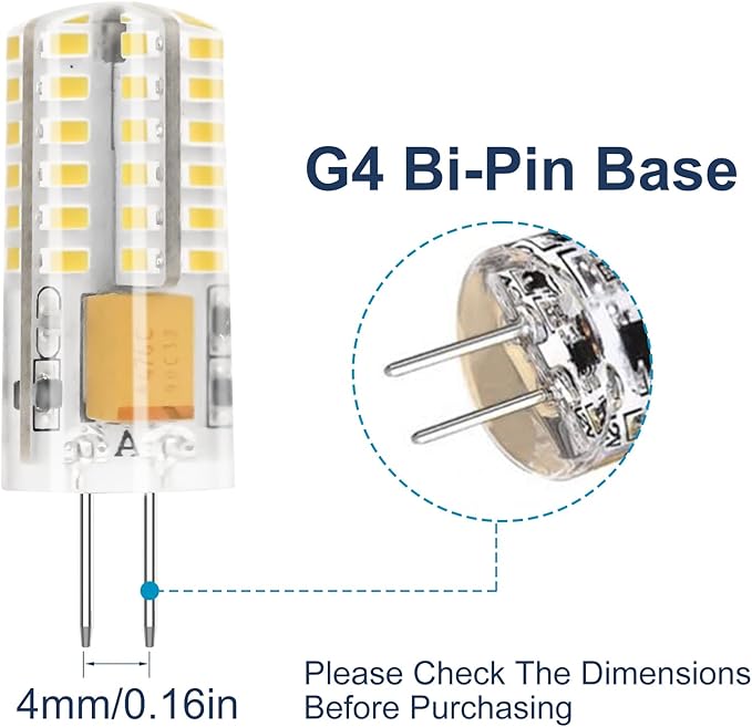 G4 LED Bulb 12V Bi Pin Base Replace 20W Halogen Bulbs for Home and Landscape Lighting Non-dimmable, 3W Daylight White 6000K, 10 Pcs