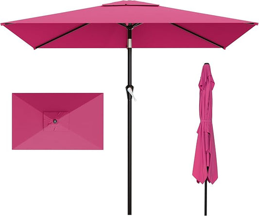AreShark 6.5' x 10' Rectangular Patio Umbrellas for Outdoor, Outdoor Table Umbrella, Large Outdoor Patio Umbrellas with 6 Sturdy Ribs for Pool, Garden, Deck & Market (Rose Pink)