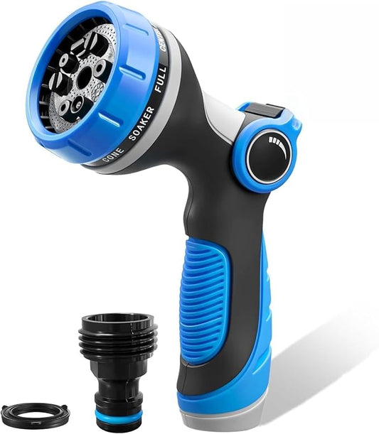 Garden Hose Nozzle,Hose Spray Nozzle with Adjustable 10 Watering Patterns,Slip Resistant High Pressure Water Hose Nozzle Sprayer for Plants & Lawns Watering,Car Washing and Pet Showering