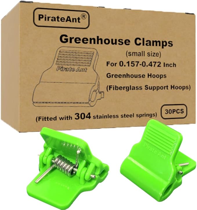 Greenhouse Clamps for 0.157-0.472inch Greenhouse Hoops(Fiberglass Support Hoops),Plant Support.for Fixing Plant Cover,Plastic Sheeting,Film Row Cover,Garden net.（30pcs)