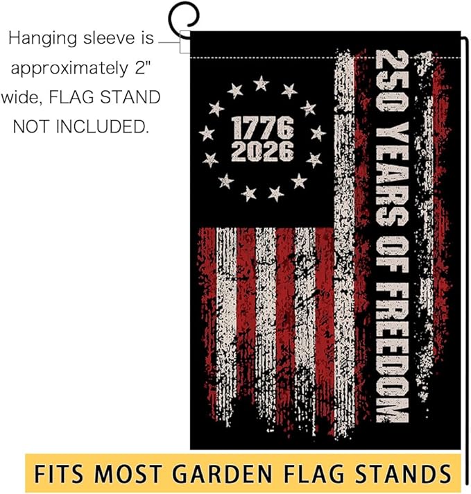 BLKWHT 250 Years America Garden Flag 12x18 Vertical Double Sided 1776-2026 USA 250th Anniversary Banner 4th of July Patriotic Freedom Outside Decorations Burlap Yard Flag BW863