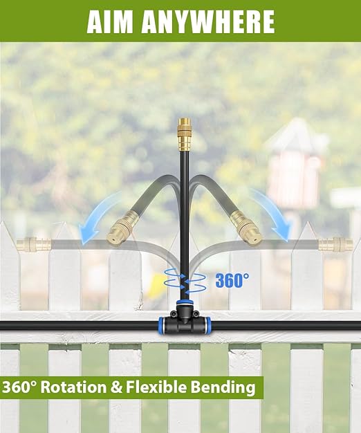 80FT Easy-Snap Garden Irrigation System for Raised Beds & Greenhouses, Upgraded 8mm (5/16") High-Flow PE Tubing with 30 Bendable 360° Copper Nozzles, Quick-Connect Plant Watering Kit (Not 1/4" Tube)