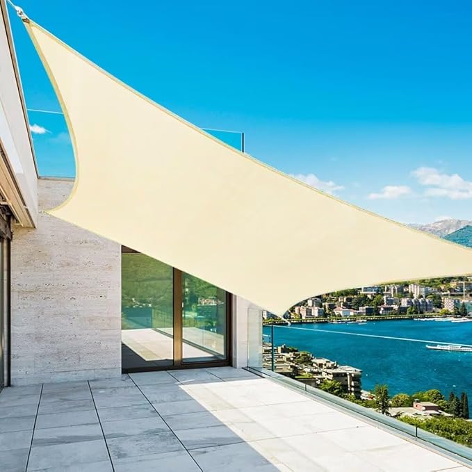 Shade&Beyond Custom 18'x23' Sun Shade Sail Canopy Rectangle UV Block Breathable Curved Sunshade for Backyard Yard Deck Outdoor Facility and Activities, Cream (We Make Custom Size)