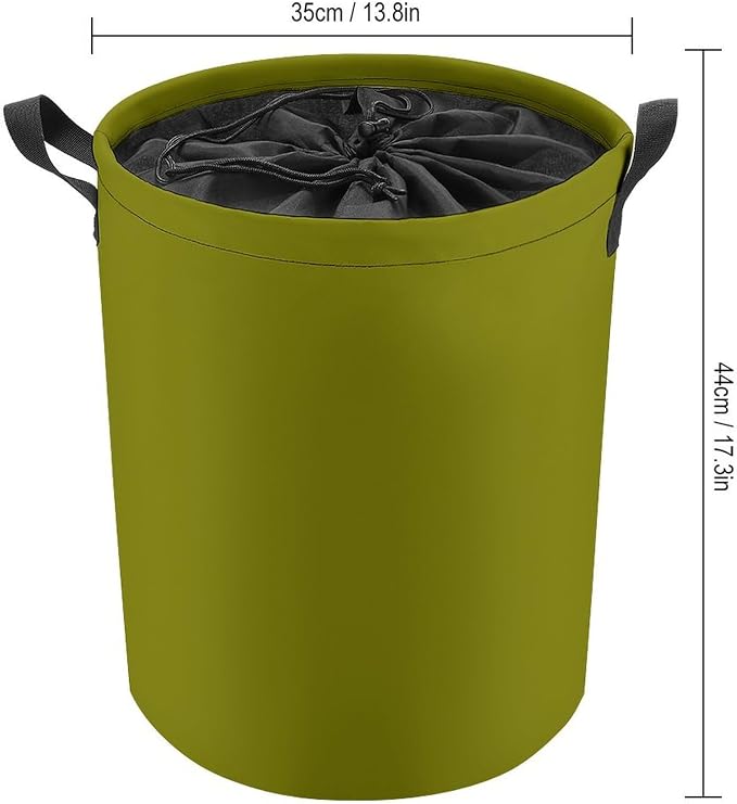 Large Laundry Hamper Bag, Olive Green Color Collapsible Laundry Basket with Drawstring Dirty Clothes Organizer Washing Bin for Family Essentials Storage