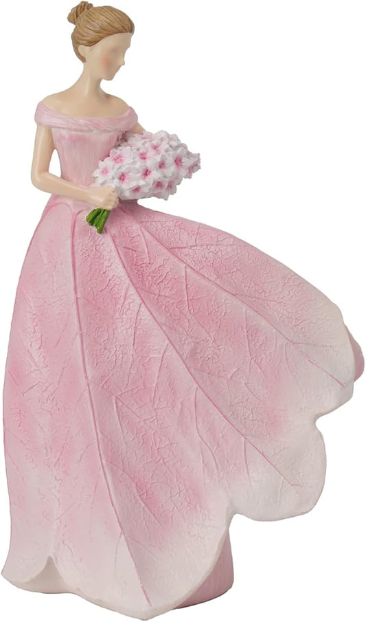 Guichifun Fairy Statue Collection Home Decoration - Pink Leaf Angel Girls Resin Modern Table Decor for Living Room Office Sculpture Decor for Women Indoor Rustic Figurines Gift 5 x 3 x 7.5 Inch
