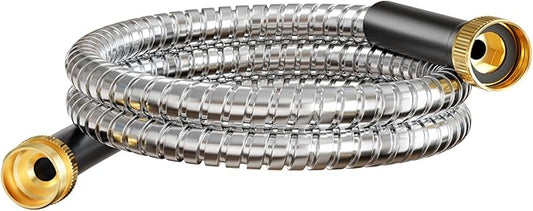 Beitopamz Short Garden Hose 5 ft, Male to Female Heavy Duty Stainless Steel Small Water Hose Extende Connector, Flexible No Kinks, Leakproof 3/4 in Fittings, Lightweight Leader Hose for Patio, Lawn