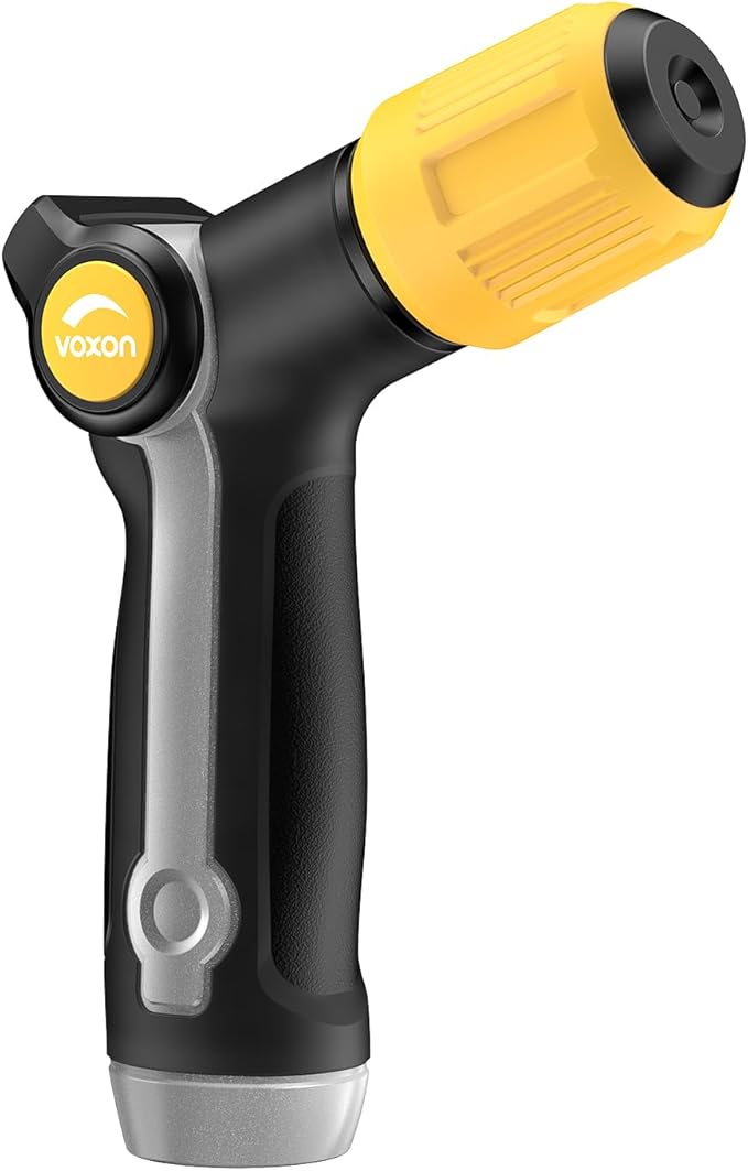 VOXON Garden Hose Nozzle Heavy Duty Metal - High Pressure Water Hose Nozzle Sprayer with Thumb Flow Control, Adjustable Spray Patterns for Outdoor Plants/Lawn Watering, Car Washing, and Pet Showering
