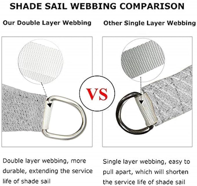 Shade&Beyond Custom PPR810 10'x14' Sun Shade Sail Canopy Rectangle, UV Block Sunshade for Backyard Yard Deck Outdoor Facility and Activities, Light Grey, (We Make Custom Size)