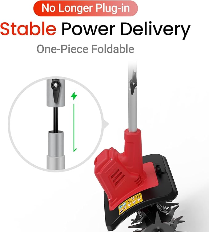 Cordless Brushless Garden Tiller Cultivator Compatible with Milwaukee 18v Battery(Tool Only), 10’’ Wide 7’’ Deep Electric Soil Rototiller, 48-Tine Mini Rotary Aerator for Garden Beds &Soil Preparation