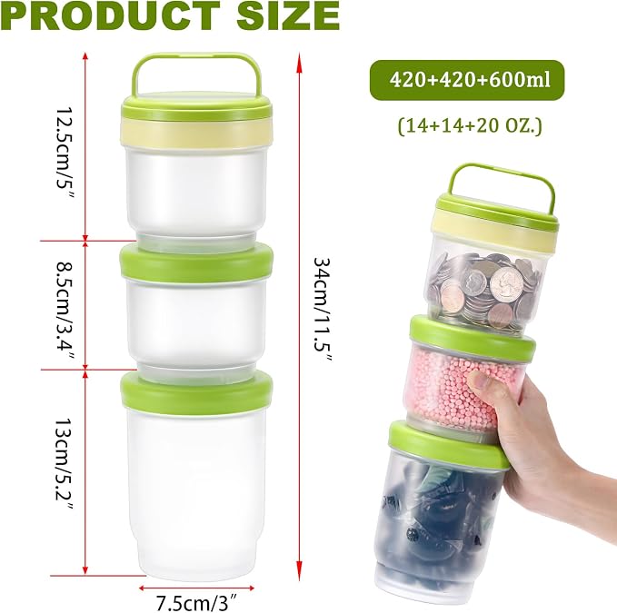 Portable Laundry Detergent Dispenser with Handle, 3 Tier Stackable