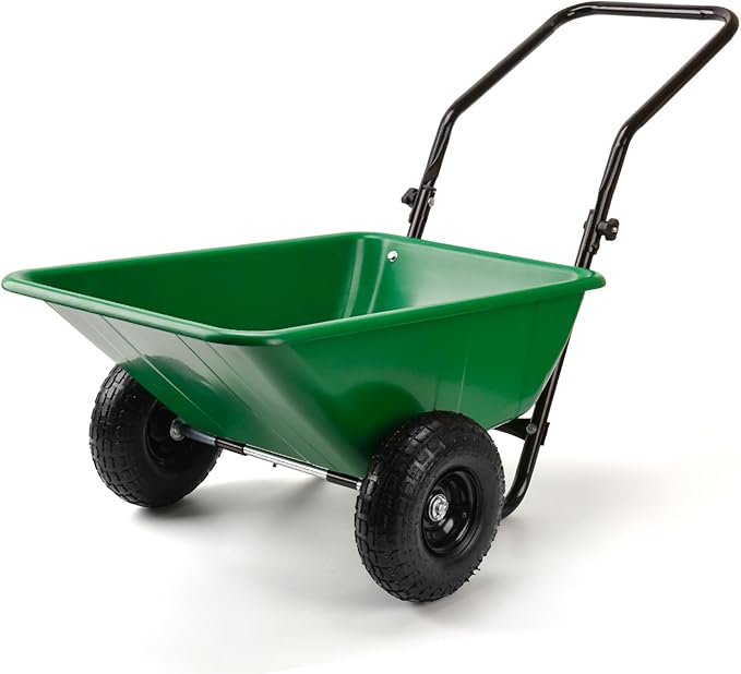 Foldable Handle 2 Wheel Garden Cart with 10" Pneumatic Tires-Heavy Duty Yard Wagon for Soil,Mulch,Plants,Easy Storage,High Stability&Quick Assembly(Green)