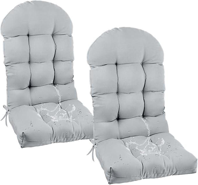 Outdoor Adirondack Chair Cushions Set of 2 Waterproof Non Slip Slivery Grey Patio Chair Cushions for Outdoor Furniture Thicken Rocking Chair Seat Pad 47"*19.68"*3.9"