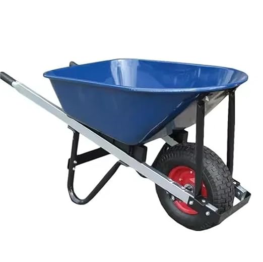 Heavy Duty Steel Garden Wheelbarrow with Wooden Handle, 100L Capacity and 4.00-8 Pneumatic Wheel