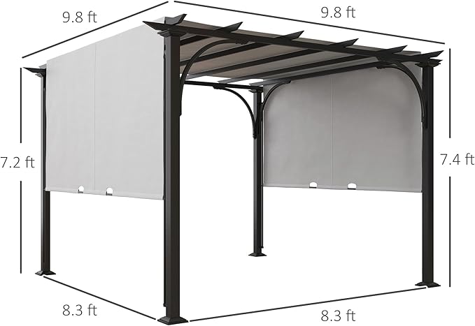 Outsunny 10' x 10' Patio Pergola with Weather-Resistant Steel Frame, Backyard Sun Shade Canopy Cover Shelter for Porch Party, Garden, Grill Gazebo, White