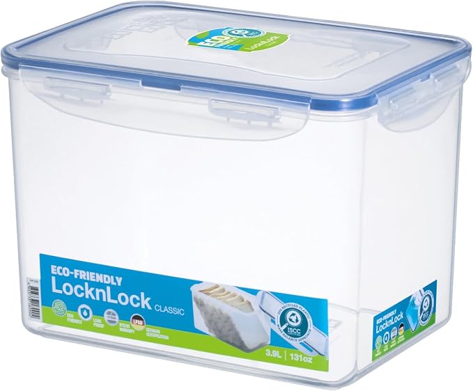LocknLock Easy Essentials Food lids/Pantry Storage/Airtight containers, BPA Free, Rectangle-16.5 Cup-for Beans, Clear