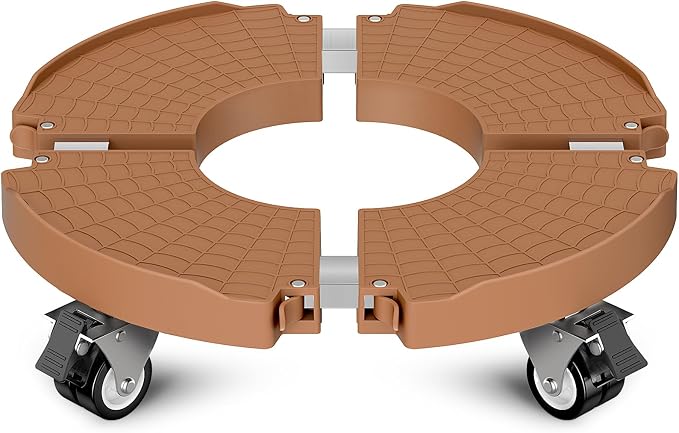 Goovilla Plant Stand with Wheels 440LBS Load,1Pack, Adjustable 15-22",Khaki | Heavy Duty Plant Caddy with Lockable Caster Wheels, Rolling Stand/Dolly/Roller for Indoor Outdoor Large Planter, Flower Pot
