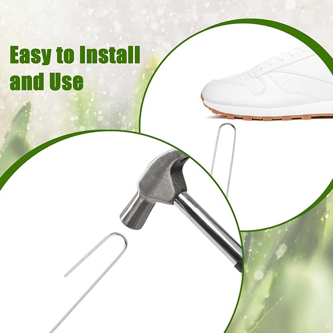 100Pcs Irrigation Drip Tubing Landscape Staples J Shape Garden Stakes 5 Inch Landscaping Staples Lawn Pins for Drip Tubing (Designed to Hold Drip Tubing Up to 1/2"" Diameter), Sliver
