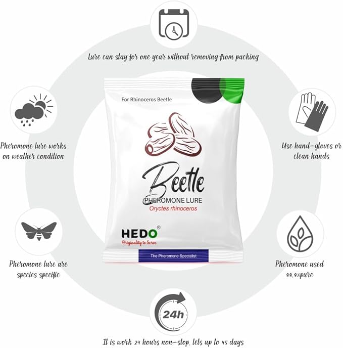 HEDO Beetle Lure Pack of 10| Pheromone Lure for Rhinoceros Beetle (oryctes Rhinoceros) for Coconut & Palm Tree