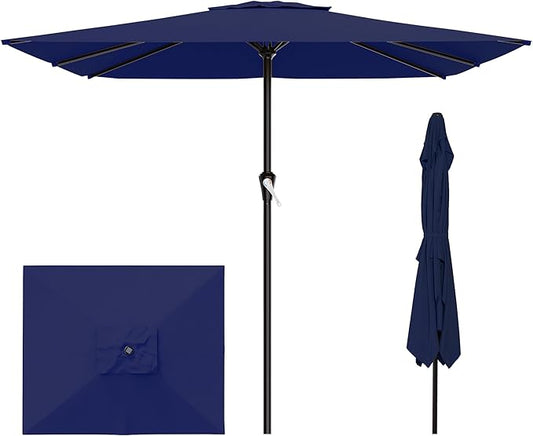 AreShark 8' x 10' Rectangle Patio Umbrellas for Outdoor, Outdoor Table Umbrella, Large Outdoor Patio Umbrellas with 8 Sturdy Ribs for Pool, Garden, Market (Navy)