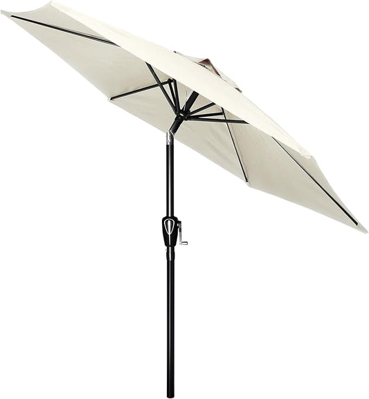 HealSmart 7.5ft Patio Umbrella with Push Button Tilt/Crank, Outdoor Table Market Yard Umbrella, 6 Sturdy Ribs for Garden, Deck, Backyard, Pool