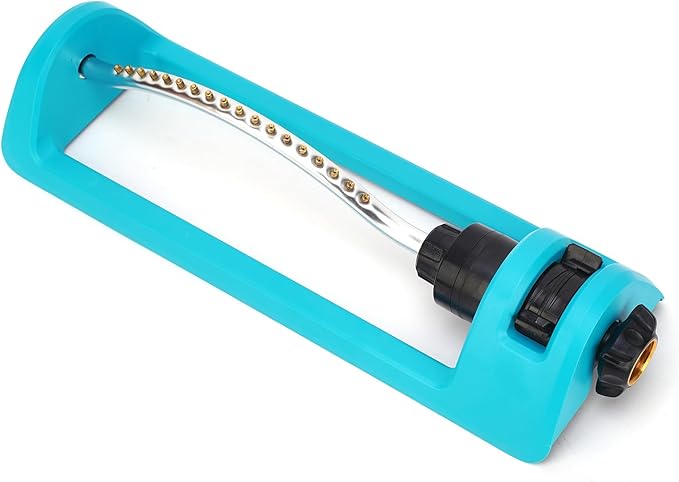 Lawn Sprinkler, Oscillating Sprinkler with 18 Hole Brass Nozzles, Gardening Tool Watering for Lawn & Garden Covers up to 3,600 sq.ft, Nozzle Cleaning Tool Build on the End of the Product, Blue