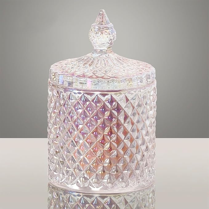 Colorful Glass Jar With Lid,Neon Candy Cookie Container,Jewelry Box,Decorative Jar(Large-Dazzling Colors)