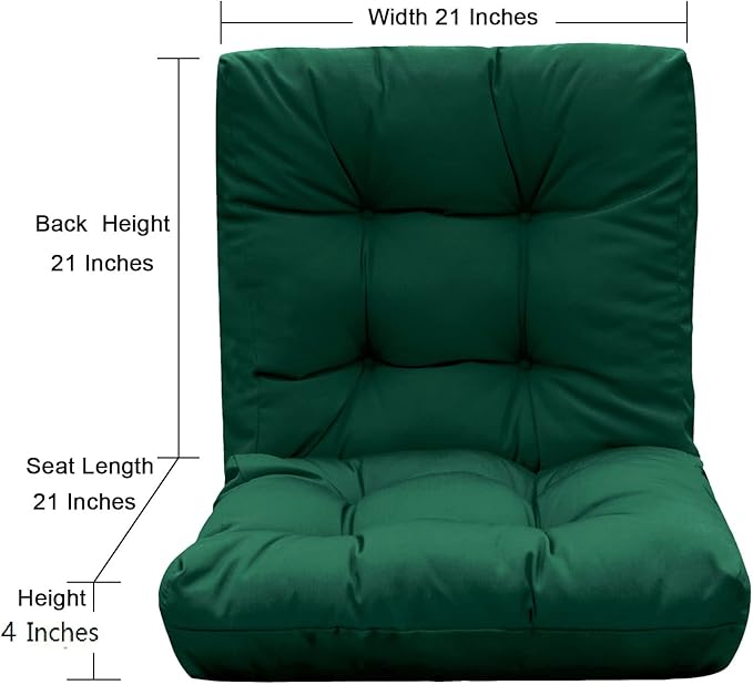 QILLOWAY Outdoor Chair Cushion for Patio Furniture, Waterproof Patio Cushions Set of 2 with Ties, Fade Resistant Replacement Pads for Outdoor Rocking Chairs,Mallard, Forest Green