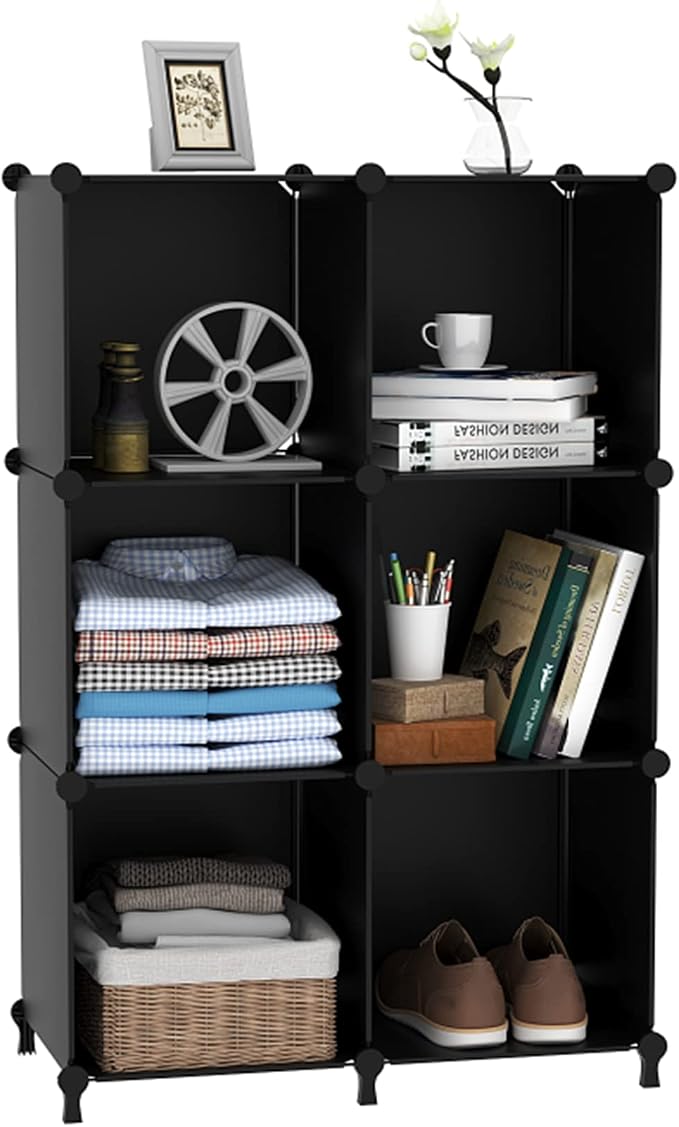 AWTATOS Closet Organizers and Storage, 6 Cube Storage Organizer, Black