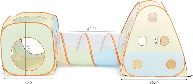 UTEX 3 in 1 Pop Up Play Tent with Tunnel, Ball Pit for Kids, Boys, Girls, Babies and Toddlers, Indoor/Outdoor Playhouse (3 in 1 with Suquare Tent)