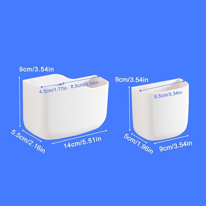 Remote Holder Wall Mount TV FAN Remote Control Holder Bedside Caddy Wall Organizer Phone Holder for Office Adhesive Media Player Controller Holder Box Tray Home Desk Nightstand 2 BIG 2 SMALL WHITE