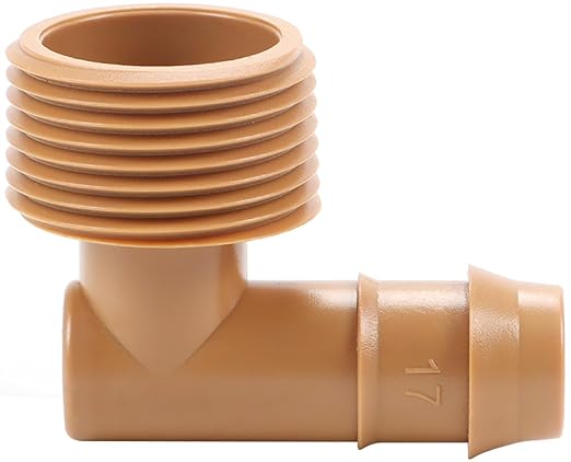 RedChili 1/2 Inch Drip Irrigation Fitting To 3/4 Inch Male Hose Threaded Adapter, 10 Pack PVC To Drip Irrigation Elbow Adapter With 3/4" Male Pipe Thread(MPT) x 1/2" Barbed Connectors