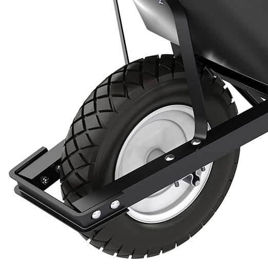 Bon 28 910 Premium Contractor Grade Poly-Tray Single Wheel Wheelbarrow with Steel Handle and Flat Free Tire, 5-3/4 Cubic Feet