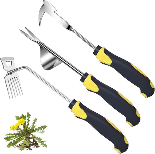 Weed Puller Tool, 3 Pack Garden Stainless Steel Weeder Tool, Garden Tools for Plant & Weeding, Crack Weeder Crevice Tool, Hand Weed Remover Tool for Deep Roots, Farm & Backyard
