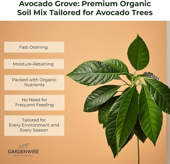 GARDENWISE Avocado Tree Soil – Premium Organic Potting Mix for Avocado Trees | Tailored pH & Organic Nutrients | Fast-Draining & Moisture-Retaining | Indoor & Outdoor Use (4 QUARTS)