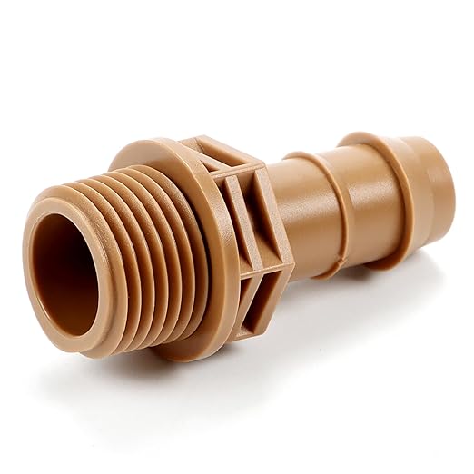 RedChili 1/2 Inch Drip Irrigation Fitting To 1/2 Inch Male Hose Threaded Adapter, 10 Pack PVC To Drip Irrigation Coupling Adapter With 1/2" Male Pipe Thread(MPT) x 1/2" Barbed Connectors