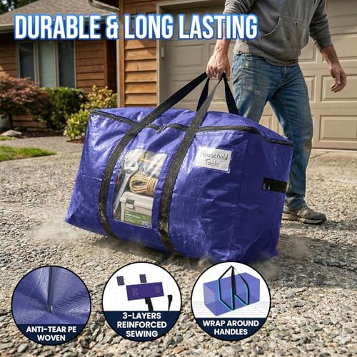 TAILI 4 Pack Dark Blue XXL Moving Bags,Storage Bags with Visible Window