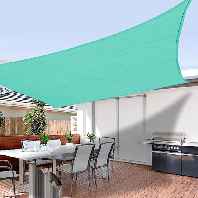 Shade&Beyond Custom 12'x21' Sun Shade Sail Canopy Rectangle UV Block Breathable Curved Sunshade for Backyard Yard Deck Outdoor Facility and Activities, Turquoise (We Make Custom Size)