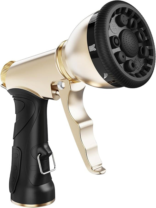 RAINPOINT Garden Hose Nozzle, Metal Hose Sprayer Nozzle With 9 Adjustable Spray Patterns, Heavy Duty Hose Sprayer for Watering Plants, Lawns, Car Wash, Pet Washing(Black)