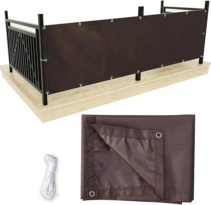Waterproof Balcony Privacy Screen Fence Cover 3'3"x9'9" Sun Shade Sail Shade Cloth Decorative Fence Covering with Grommet for Deck Patio Backyard Porch Railing