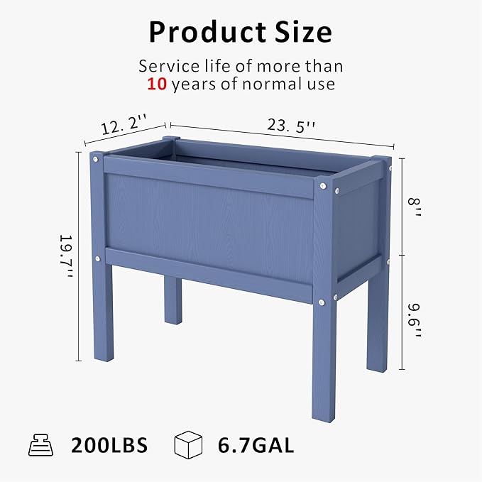 Raised Garden Bed with Drainage Hole Waterproof Small HDPE Elevated Planter Box with Legs Stable and Durable to Plant Herb Vegetable Flower,Patio,Balcony Outdoors/Indoors Navy